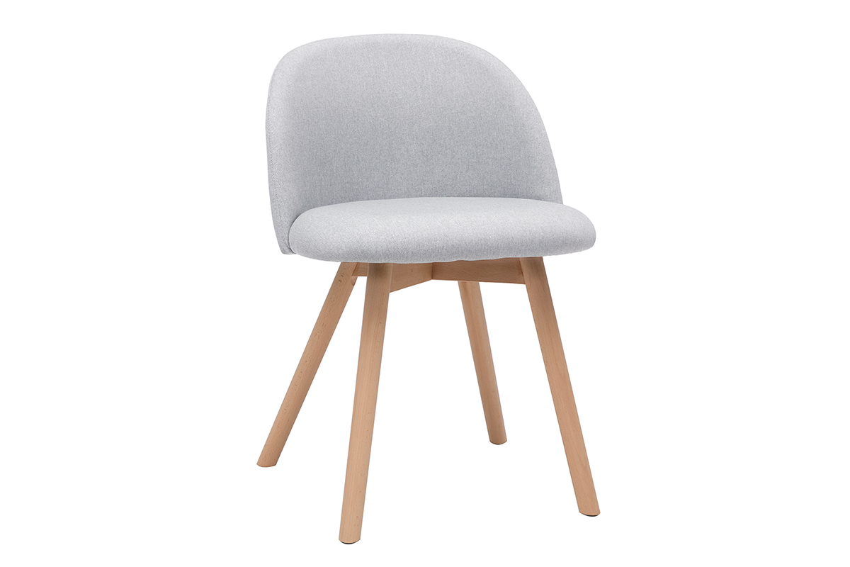 Sedie scandinave in tessuto grigio chiaro e legno massello di faggio (set di 2) CELESTE