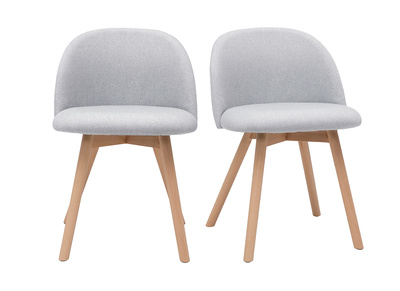 Sedie scandinave in tessuto grigio chiaro e legno massello di faggio (set di 2) CELESTE