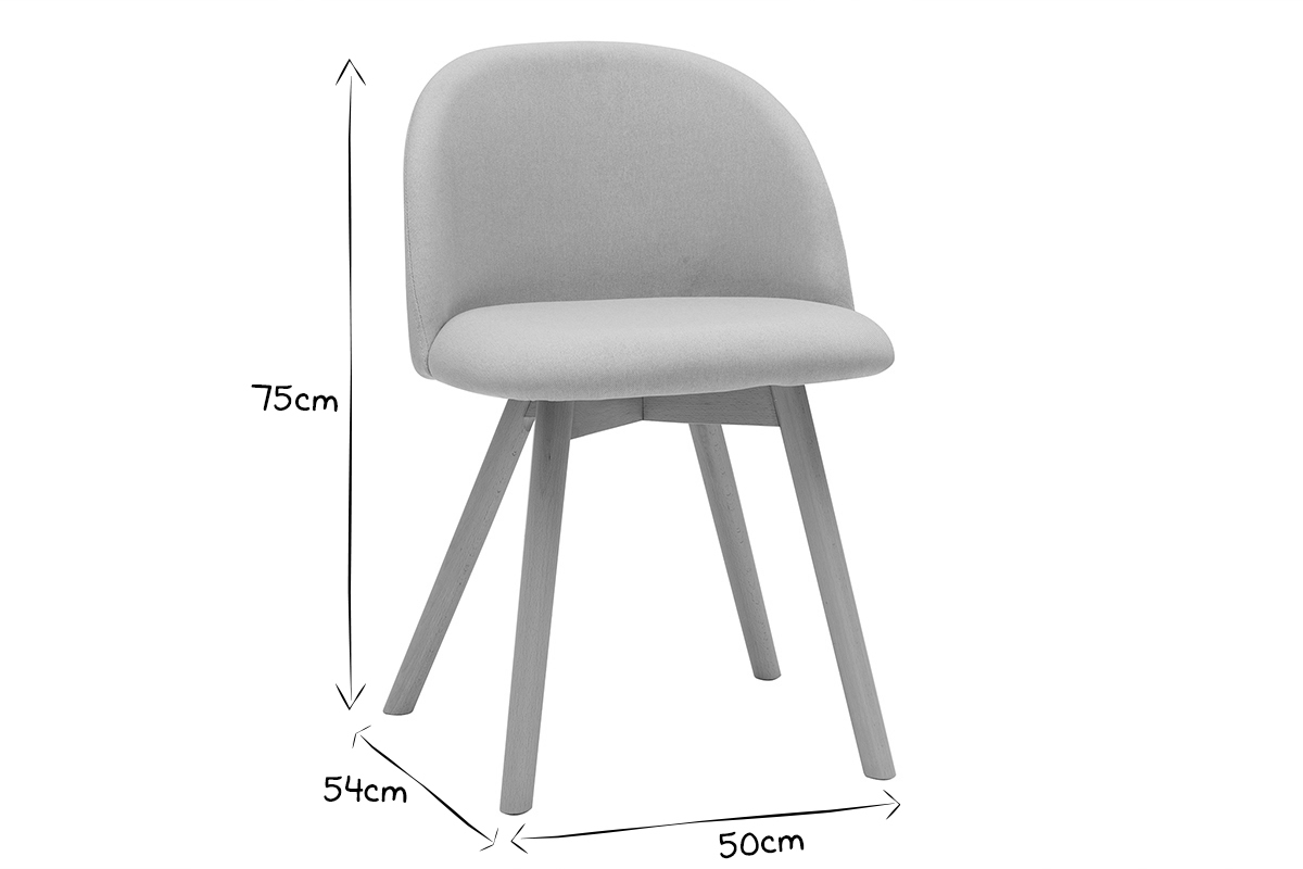 Sedie scandinave in tessuto naturale e legno massello di faggio (set di 2) CELESTE