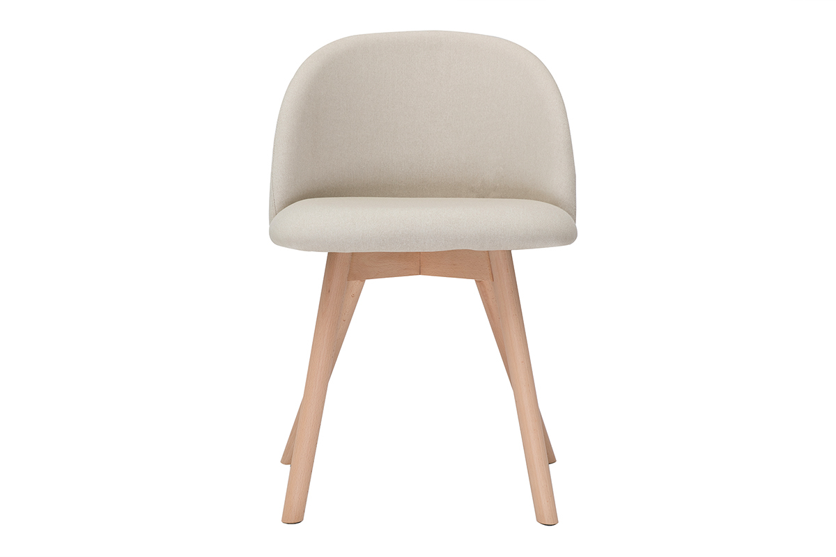 Sedie scandinave in tessuto naturale e legno massello di faggio (set di 2) CELESTE