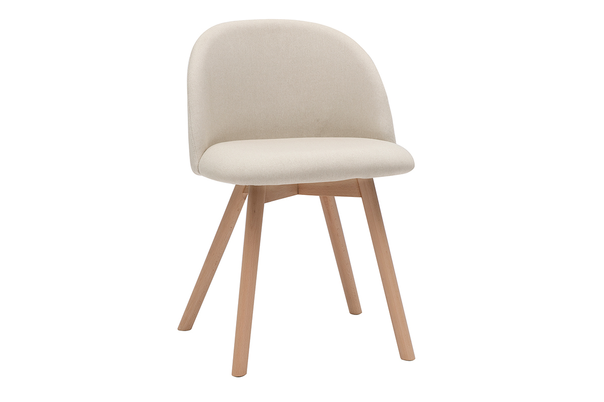 Sedie scandinave in tessuto naturale e legno massello di faggio (set di 2) CELESTE