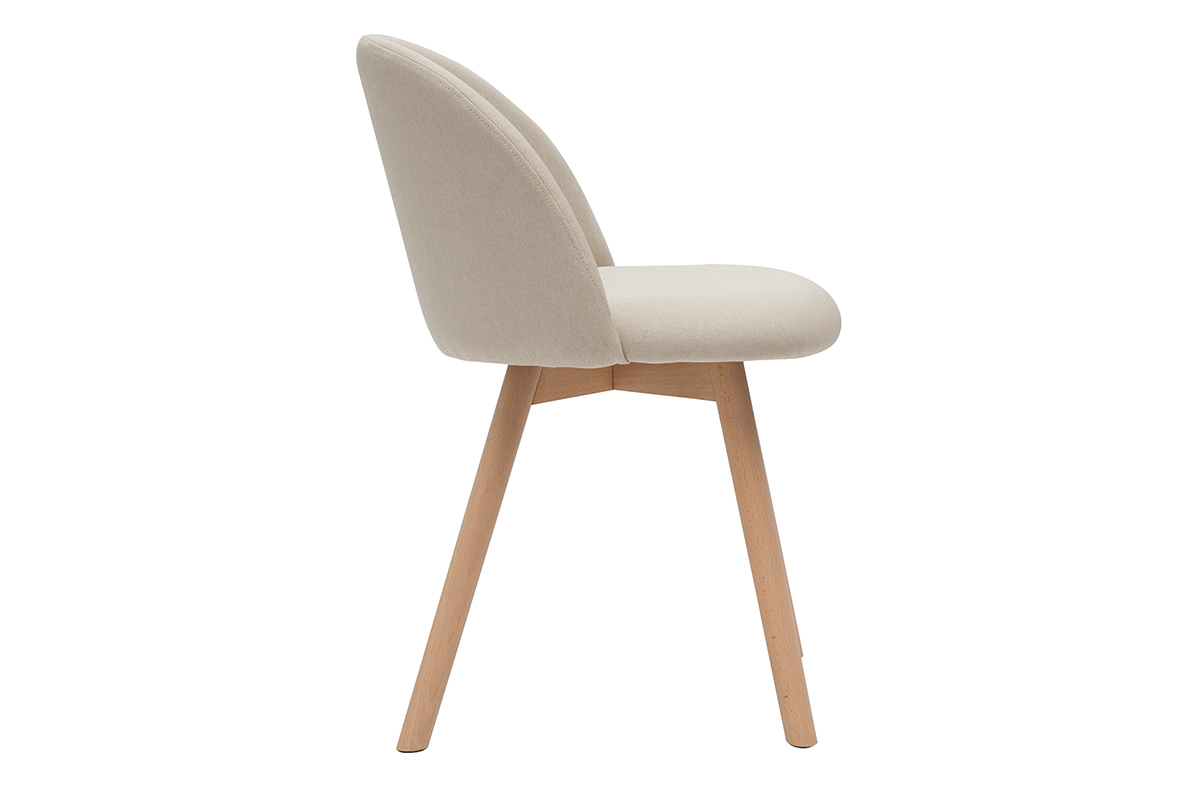 Sedie scandinave in tessuto naturale e legno massello di faggio (set di 2) CELESTE