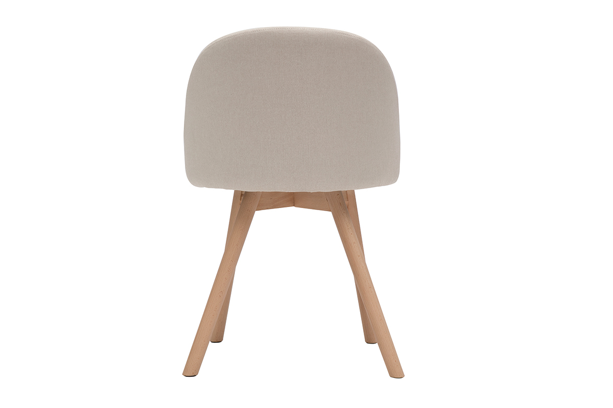 Sedie scandinave in tessuto naturale e legno massello di faggio (set di 2) CELESTE