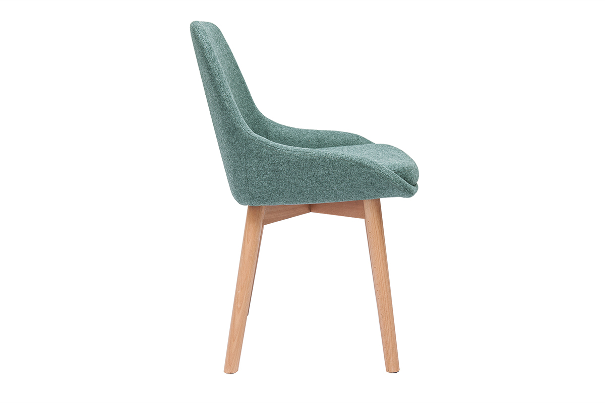 Sedie scandinave in tessuto verde-grigio e legno massello chiaro (lotto di 2) HOLO