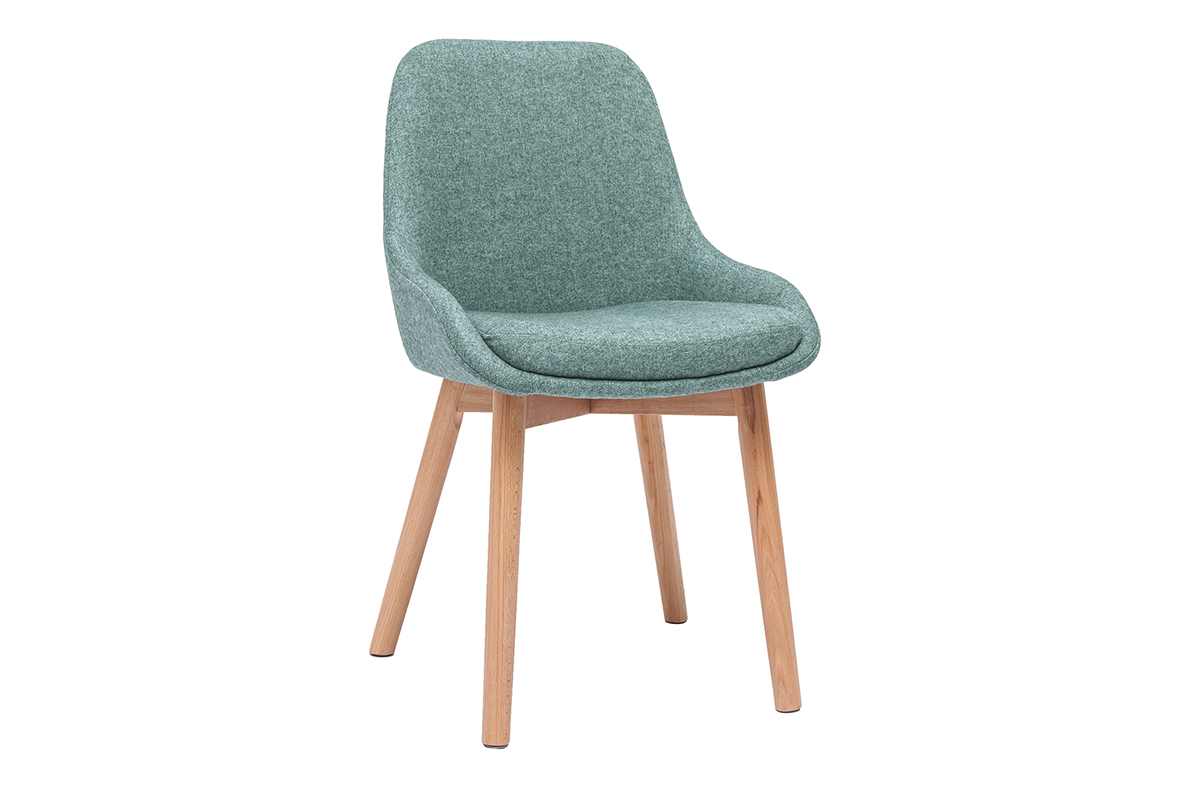 Sedie scandinave in tessuto verde-grigio e legno massello chiaro (lotto di 2) HOLO