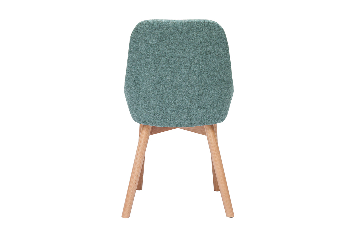 Sedie scandinave in tessuto verde-grigio e legno massello chiaro (lotto di 2) HOLO