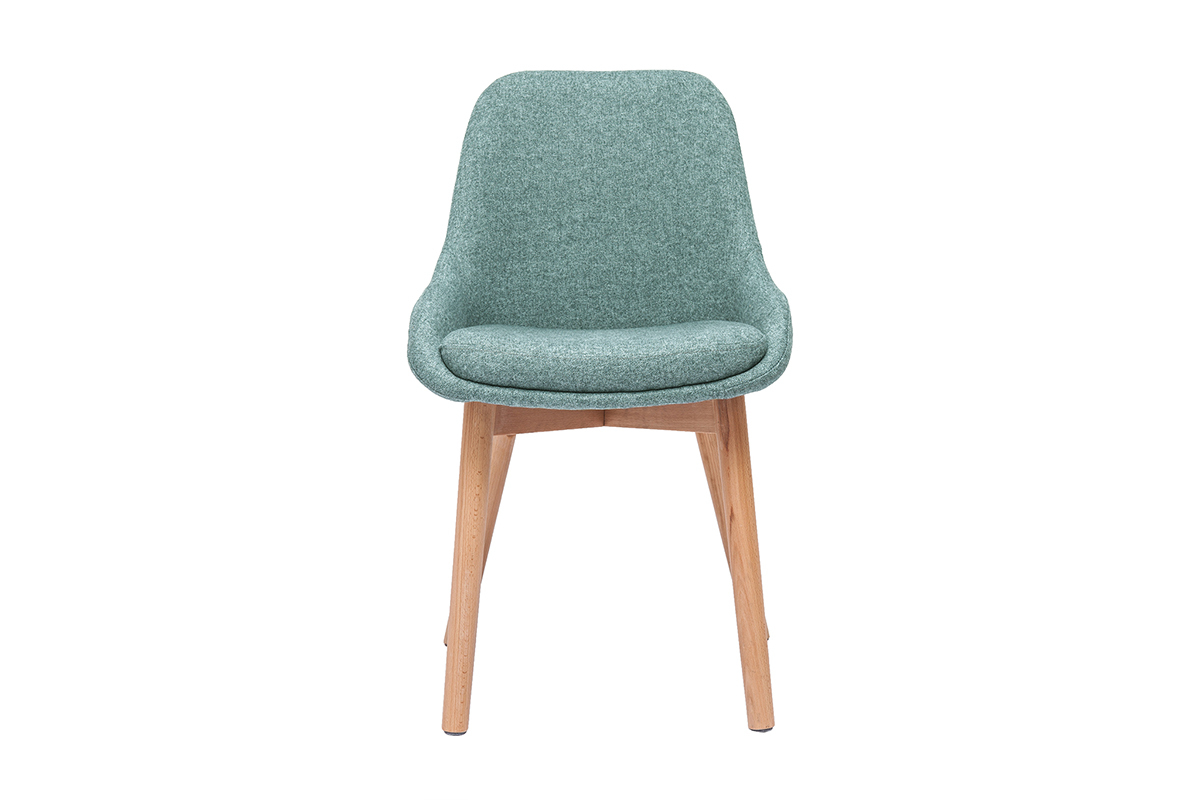 Sedie scandinave in tessuto verde-grigio e legno massello chiaro (lotto di 2) HOLO