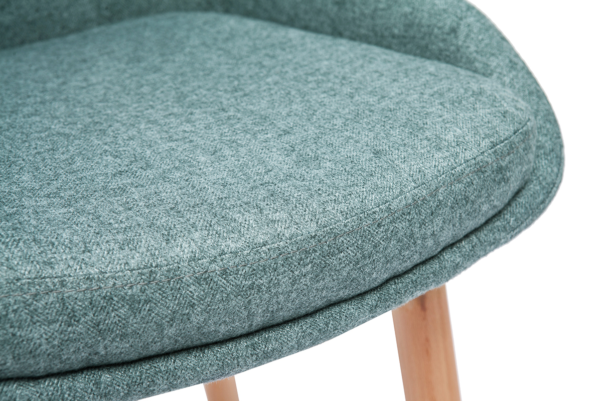 Sedie scandinave in tessuto verde-grigio e legno massello chiaro (lotto di 2) HOLO