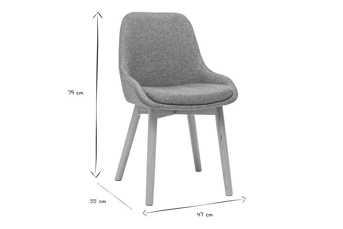 Sedie scandinave in tessuto verde-grigio e legno massello chiaro (lotto di 2) HOLO