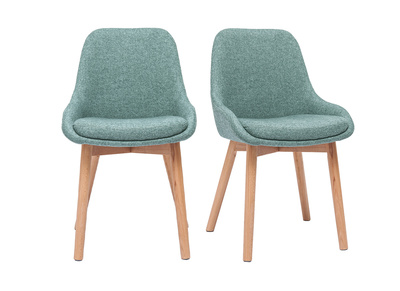 Sedie scandinave in tessuto verde-grigio e legno massello chiaro (lotto di 2) HOLO