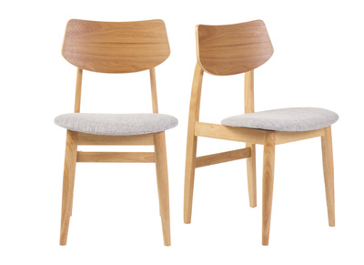 Sedie scandinave legno chiaro e tessuto grigio chiaro (set di 2) ELION