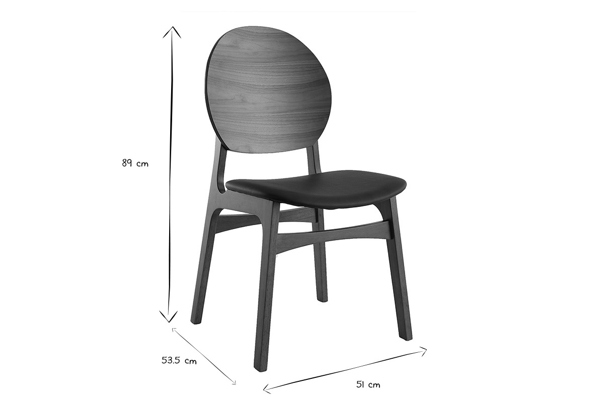 Sedie scandinave noce e poliuretano nero (set di 2) ELTON