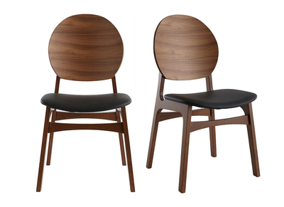 Sedie scandinave noce e poliuretano nero (set di 2) ELTON