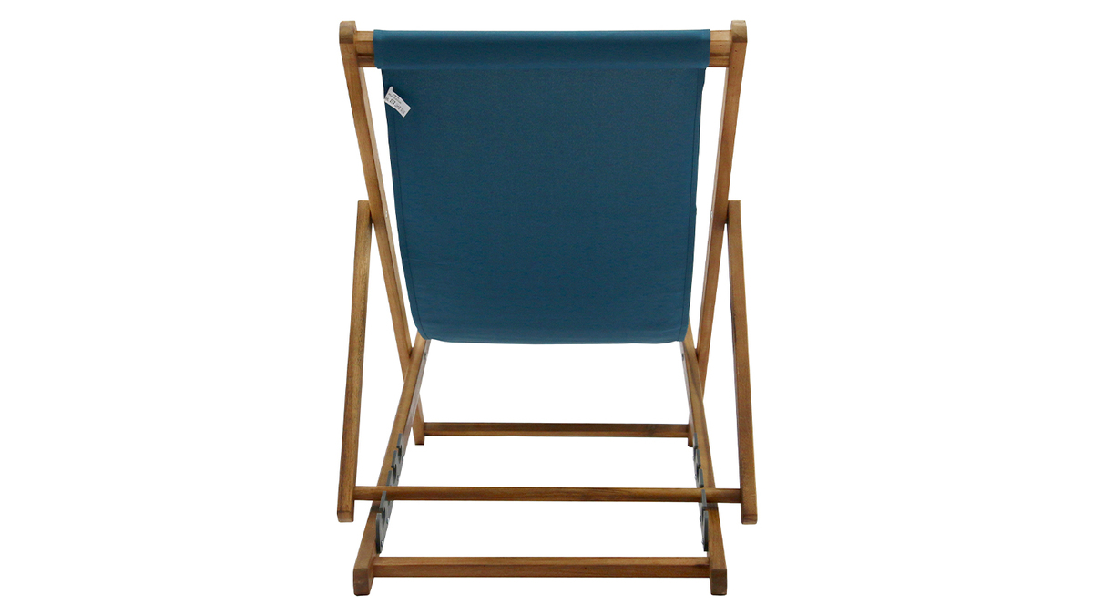 Sedie sdraio in massello di acacia e tela blu marine (set di 2) BAO