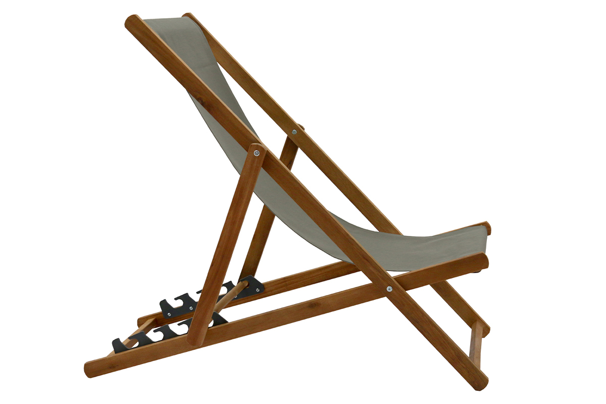 Sedie sdraio in massello di acacia e tela kaki (set di 2) BAO
