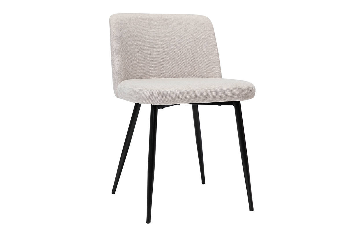 Sedie tessuto effetto velluto testurizzato beige e base metallo nero (set di 2) MONTI