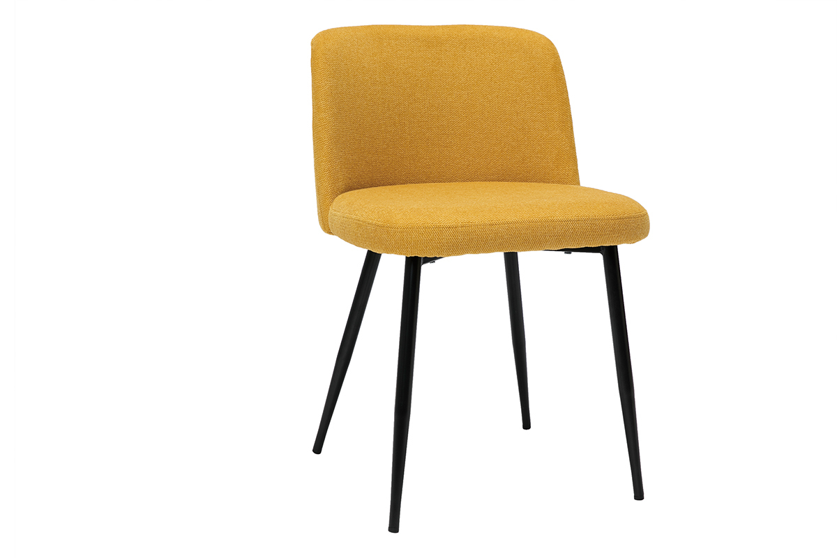 Sedie tessuto effetto velluto testurizzato giallo senape e base metallo nero (set di 2) MONTI
