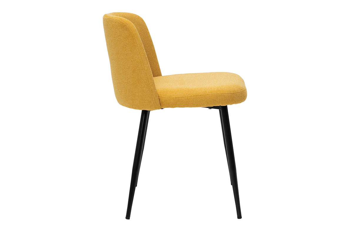 Sedie tessuto effetto velluto testurizzato giallo senape e base metallo nero (set di 2) MONTI