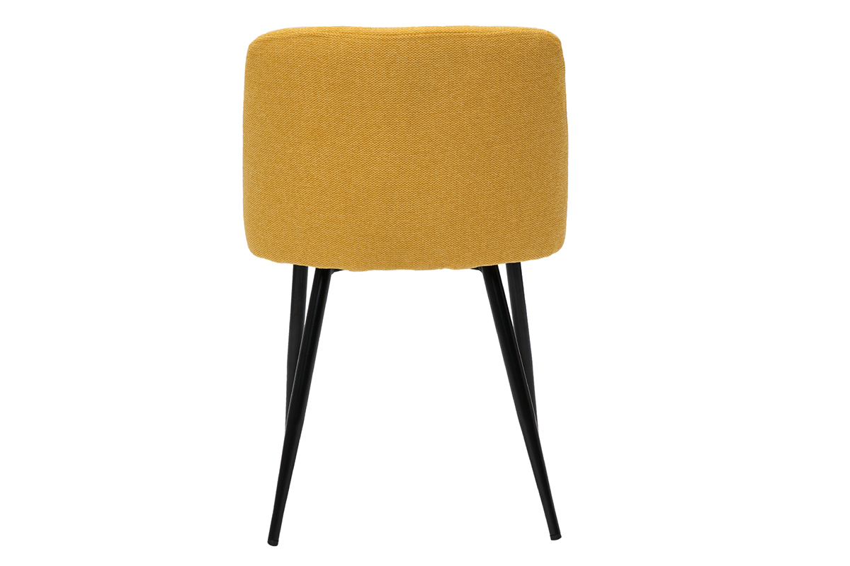 Sedie tessuto effetto velluto testurizzato giallo senape e base metallo nero (set di 2) MONTI