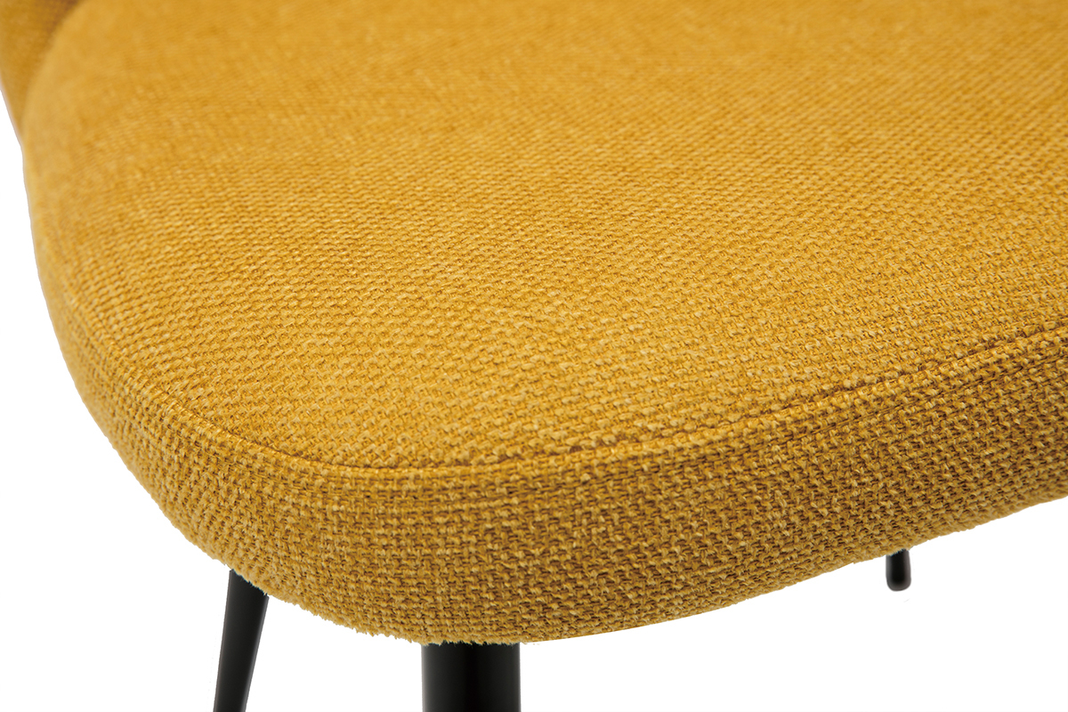 Sedie tessuto effetto velluto testurizzato giallo senape e base metallo nero (set di 2) MONTI