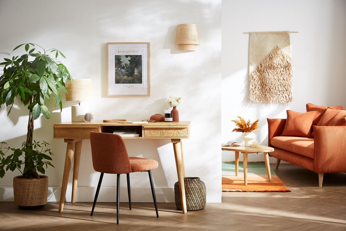 Sedie tessuto effetto velluto testurizzato giallo senape e base metallo nero (set di 2) MONTI