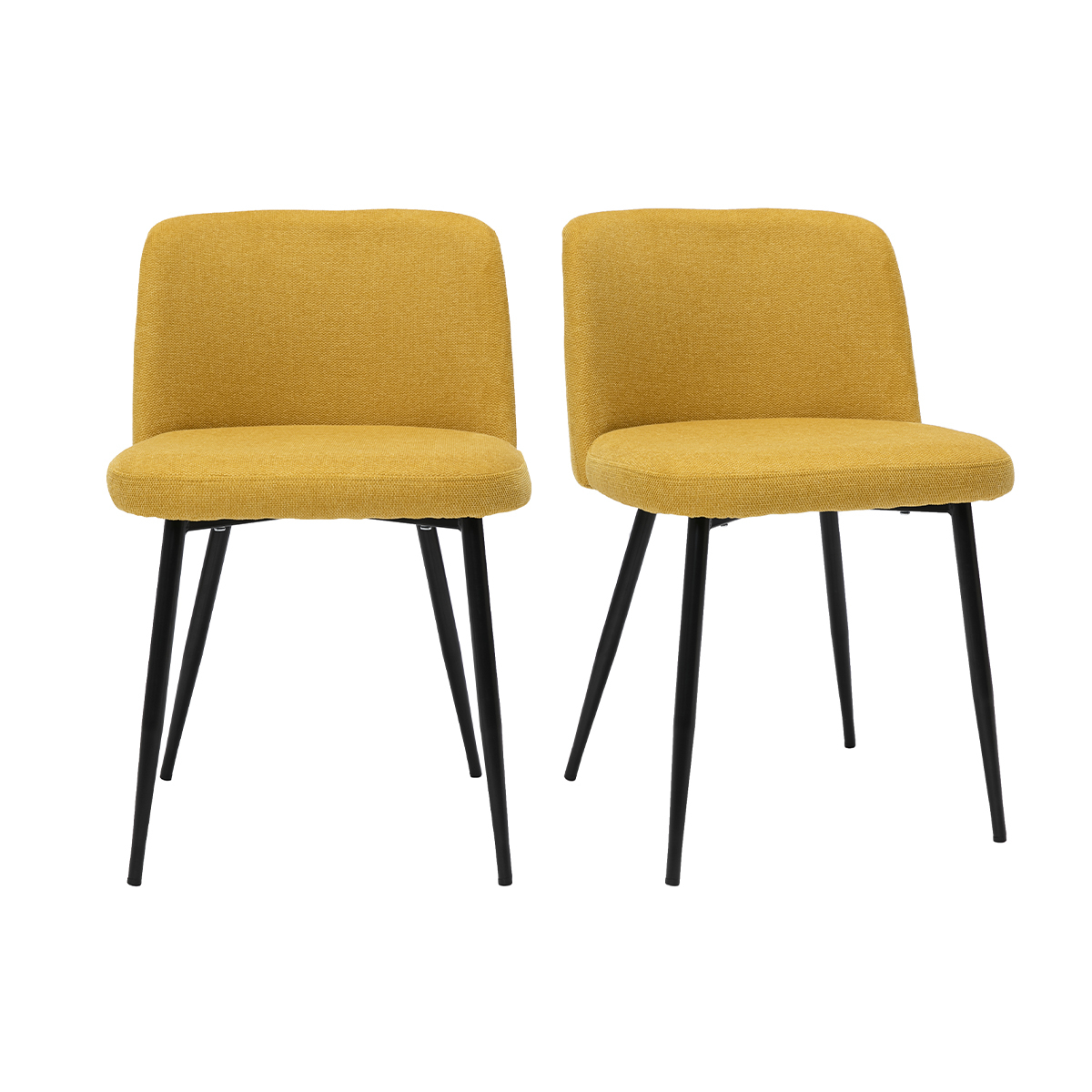 Sedie tessuto effetto velluto testurizzato giallo senape e base metallo nero (set di 2) MONTI