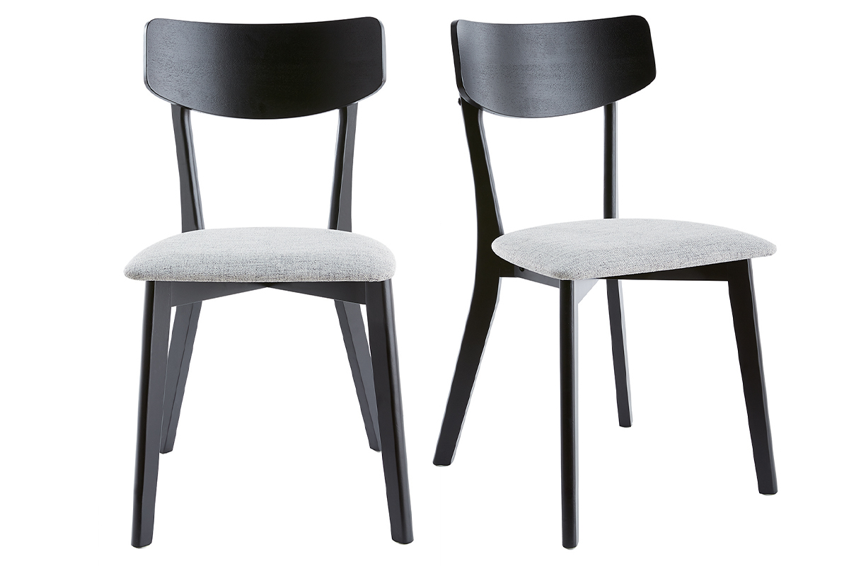 Sedie vintage grigio e legno nero (set di 2) THEMA