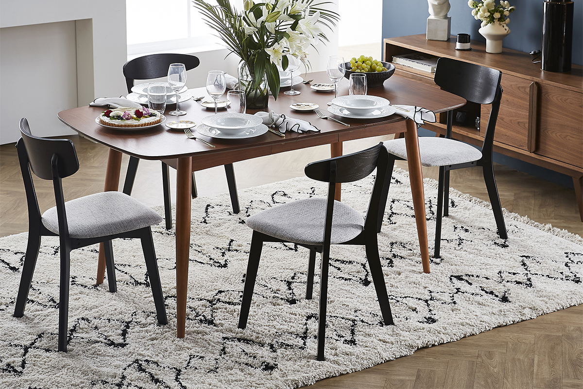 Sedie vintage grigio e legno nero (set di 2) THEMA