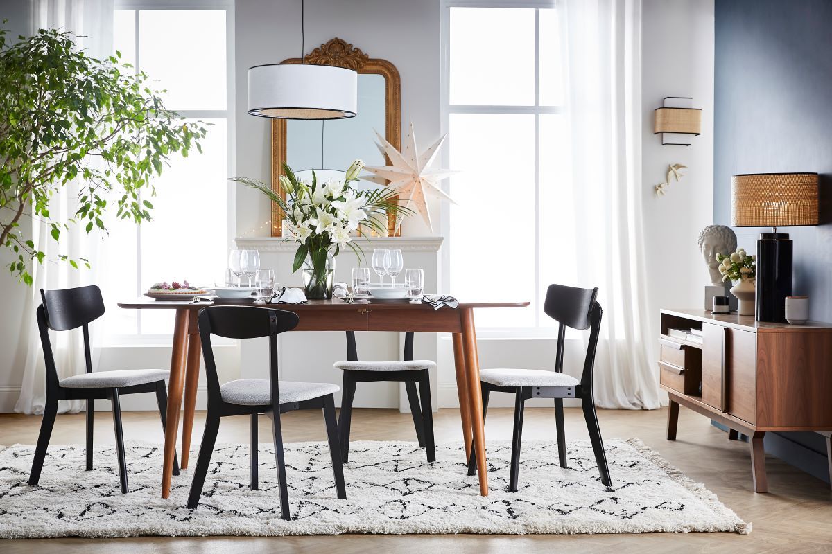 Sedie vintage grigio e legno nero (set di 2) THEMA