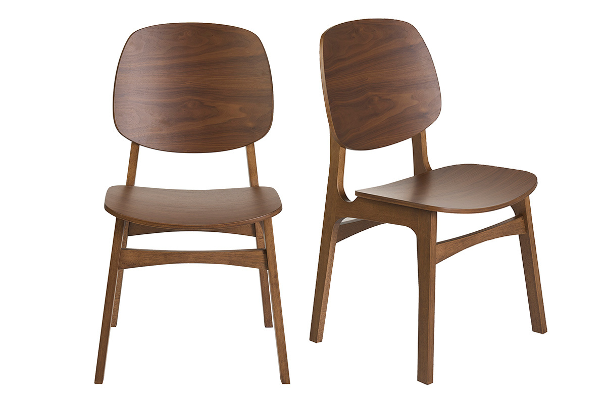 Sedie vintage in legno di noce scuro, vista frontale, set di 2.