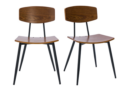 Sedie vintage in legno scuro noce e metallo nero (set di 2) JOLINE