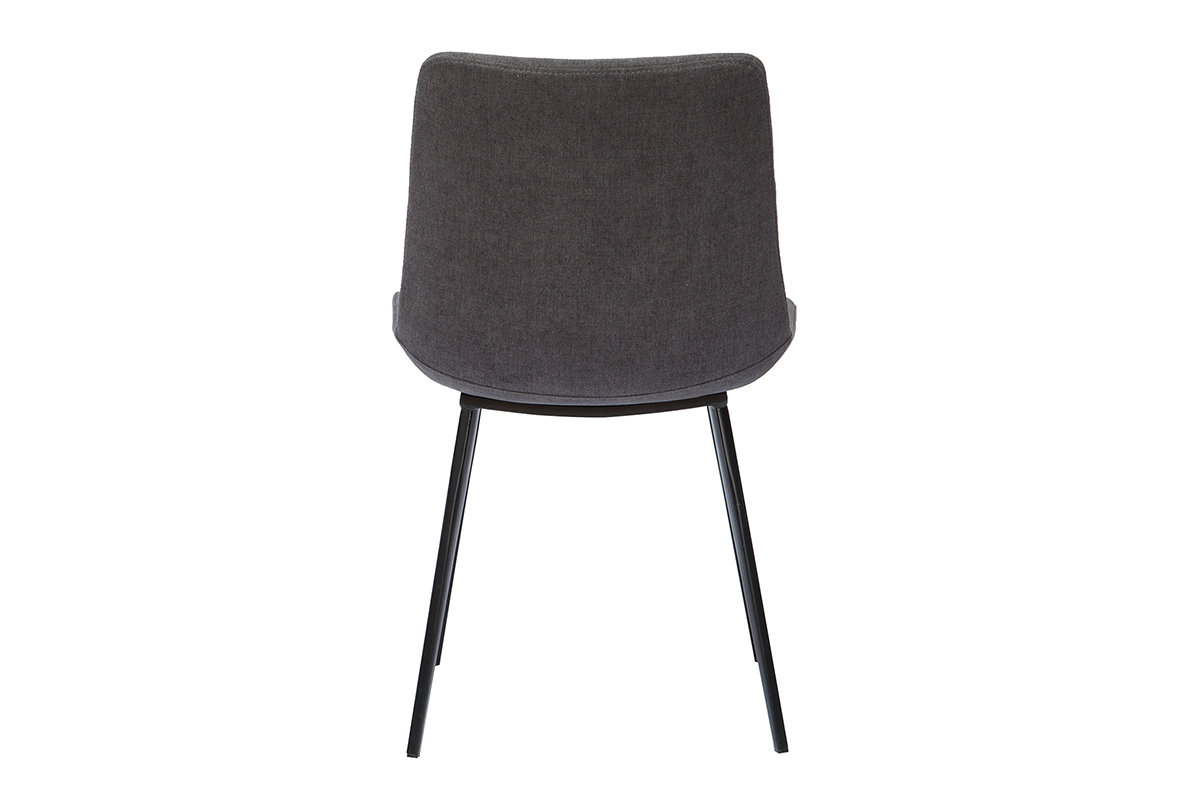 Sedie vintage in tessuto effetto velluto grigio scuro e metallo nero (set di 2) RIOT