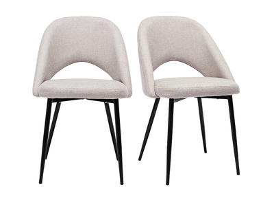 Sedie vintage in tessuto effetto velluto testurizzato beige e metallo nero (set di 2) COSETTE