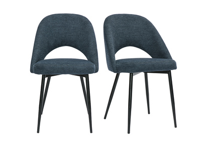 Sedie vintage in tessuto effetto velluto testurizzato blu scuro e metallo nero (set di 2) COSETTE