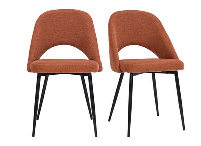 Sedie vintage in tessuto effetto velluto testurizzato color bruciato e base metallo (set di 2) COSETTE