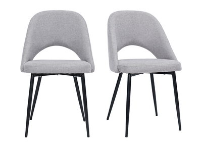 Sedie vintage in tessuto effetto velluto testurizzato grigio e base metallo (set di 2) COSETTE