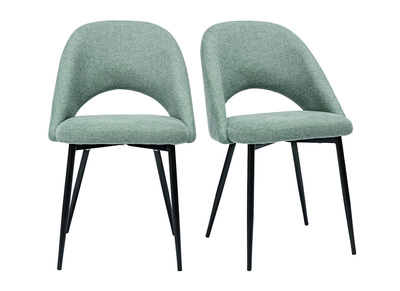 Sedie vintage in tessuto effetto velluto testurizzato verde acquamarina e metallo nero (set di 2) COSETTE