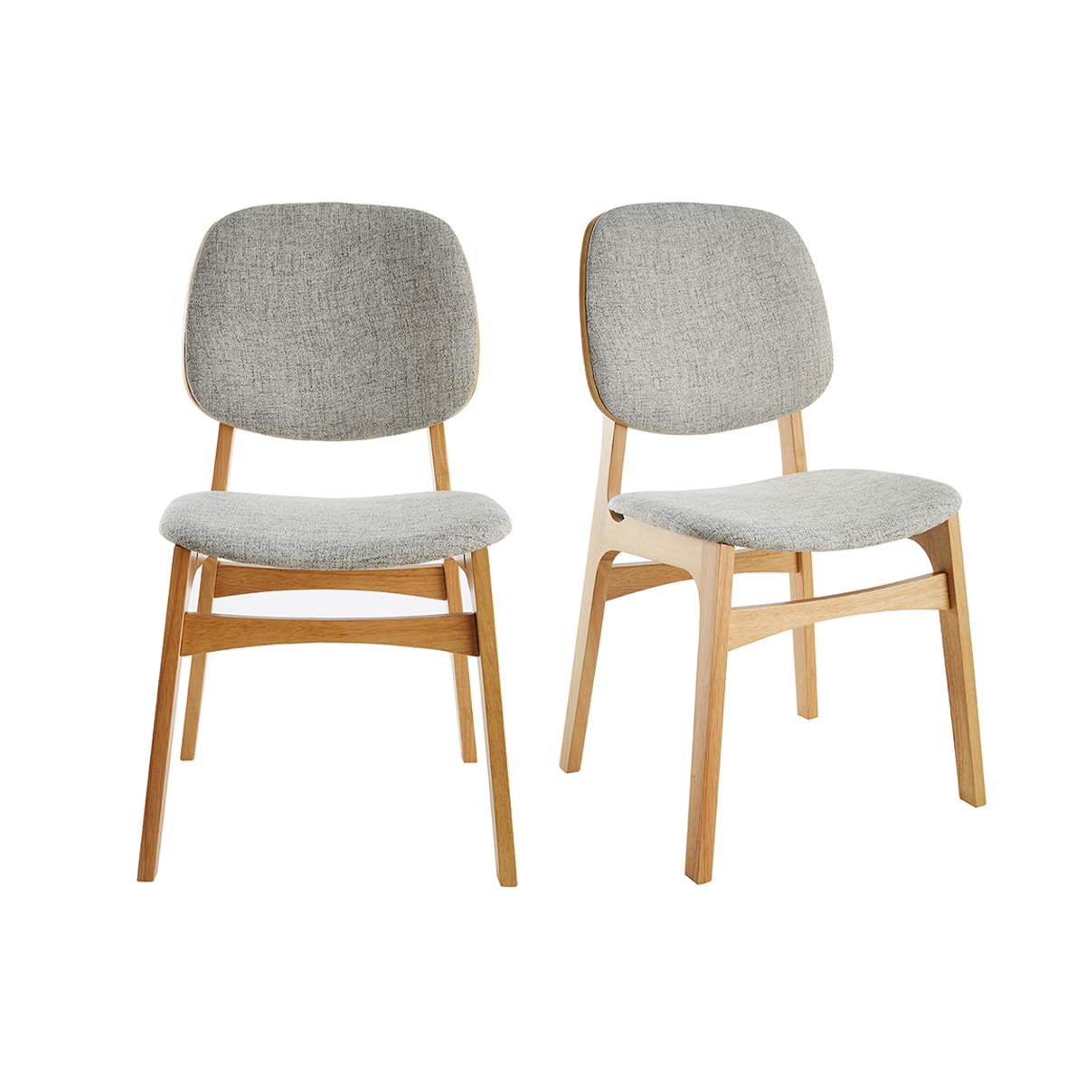 Sedie vintage in tessuto grigio chiaro e base in legno chiaro (set di 2) SOQUETTE