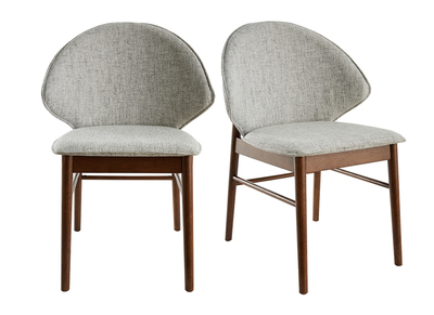Sedie vintage in tessuto grigio chiaro e base noce (set di 2) SPIKE