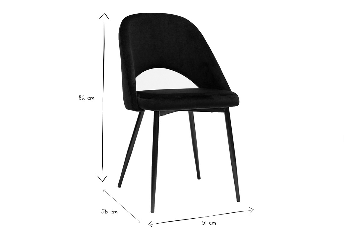 Sedie vintage in velluto nero e base metallo (set di 2) COSETTE