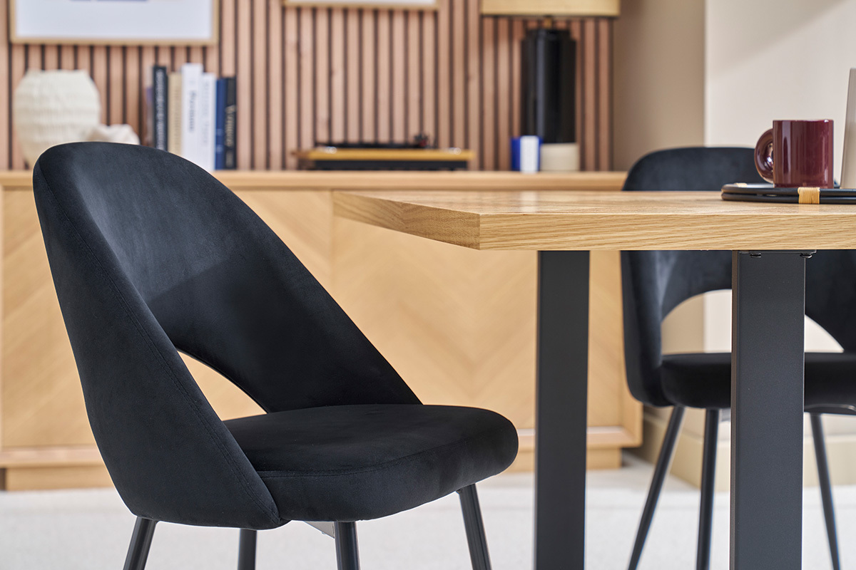 Sedie vintage in velluto nero e base metallo (set di 2) COSETTE