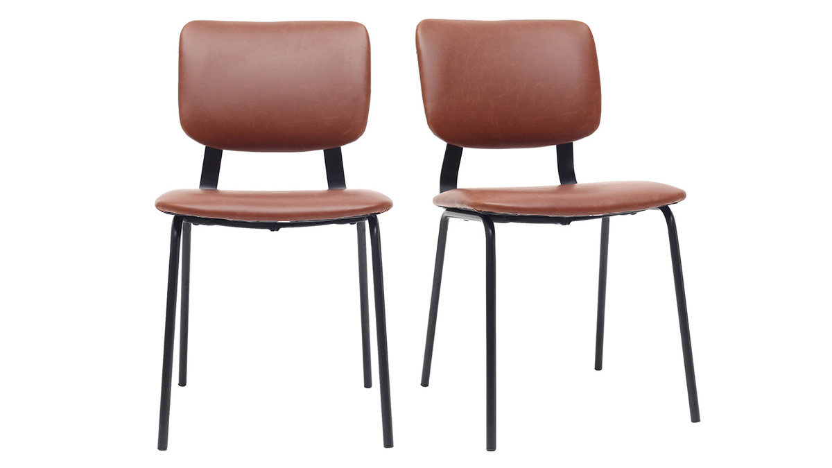 sedie vintage marrone chiaro piedi in metallo (set di 2) LAB 