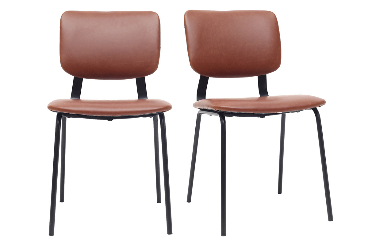 sedie vintage marrone chiaro piedi in metallo (set di 2) LAB 