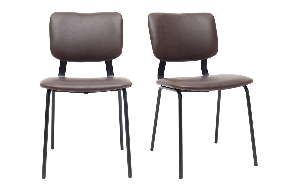 sedie vintage marrone piedi in metallo (set di 2) LAB