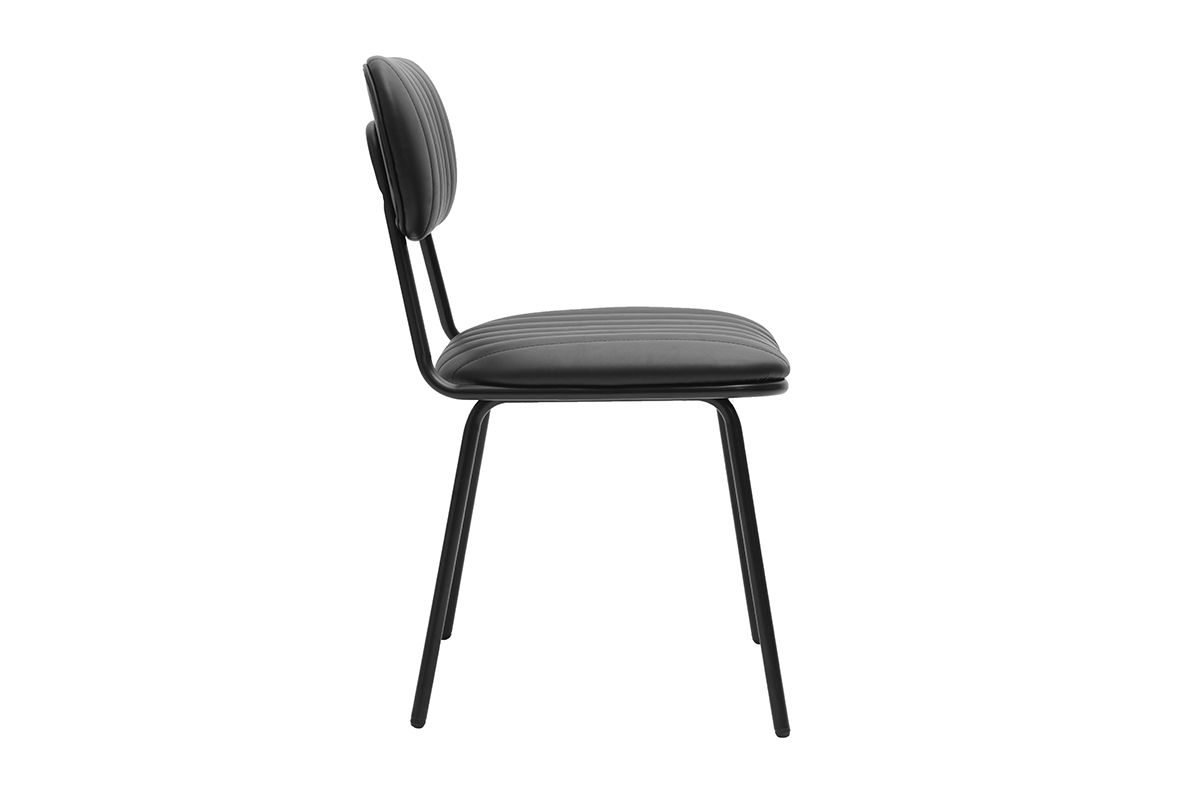 Sedia vintage nera GALWAY vista di profilo con schienale rotondo e seduta essenziale