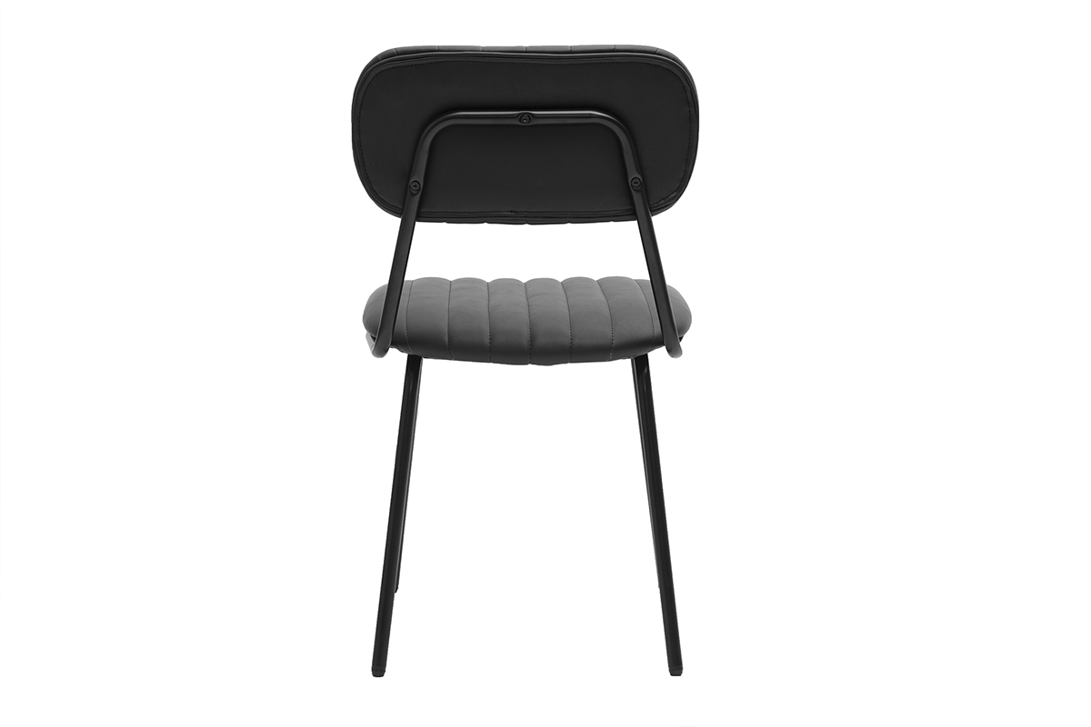 Chaise vintage nera GALWAY vista da dietro, con schienale arrotondato e gambe in metallo nero.
