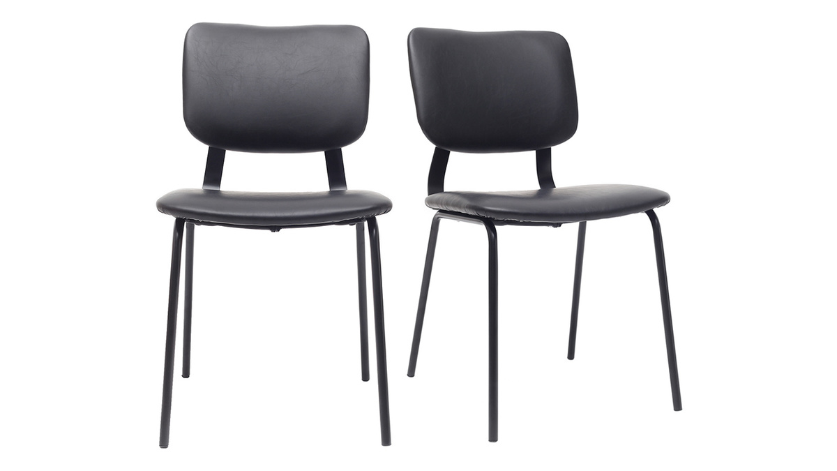 sedie vintage nere con piedi in metallo (set di 2) LAB
