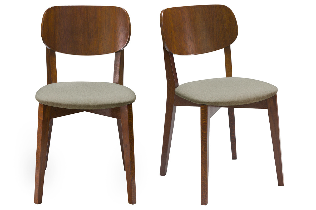 Sedie vintage noce e seduta marron glac (set di 2) LUCIA