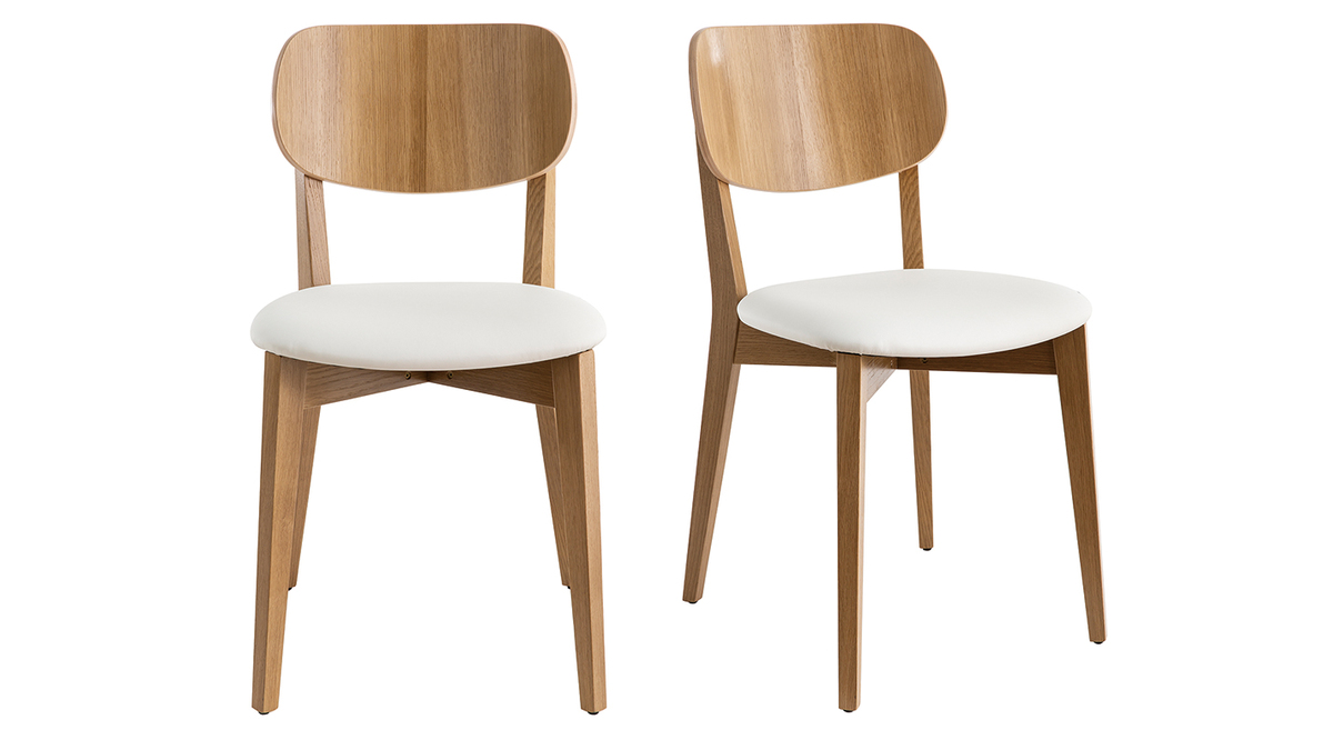 Sedie vintage rovere e sedile bianco (set di 2) LUCIA - Miliboo