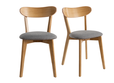 Sedie vintage rovere e sedile grigio chiné (set di 2) DOVE